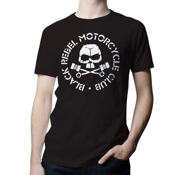 BLACK REBEL MOTORCYCLE CLUB Piston Skull Band Logo Tee Size XL New without Tag - Picture 1 of 5